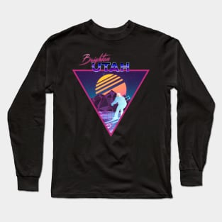 Retro Vaporwave Ski Mountain | Brighton Head Utah | Shirts, Stickers, and More! Long Sleeve T-Shirt